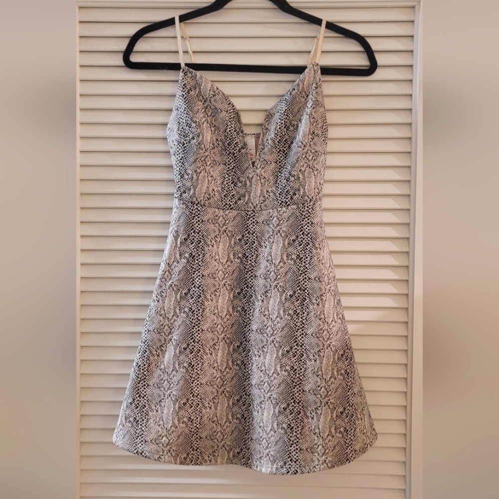 I Love It- Snake Print Spaghetti Strap Mini Dress